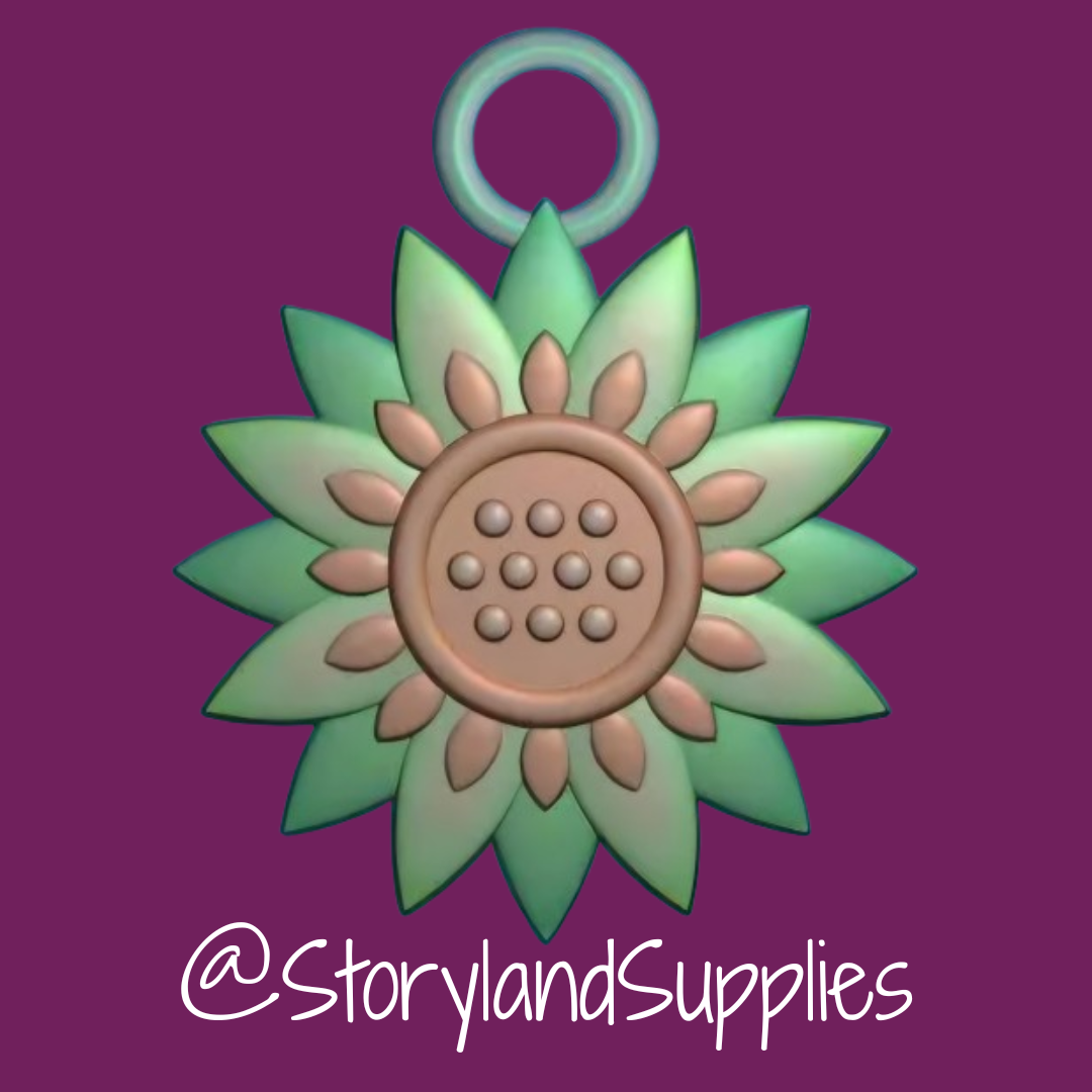 PREORDER Sunflower shaped silver or rainbow #5 zipper pull