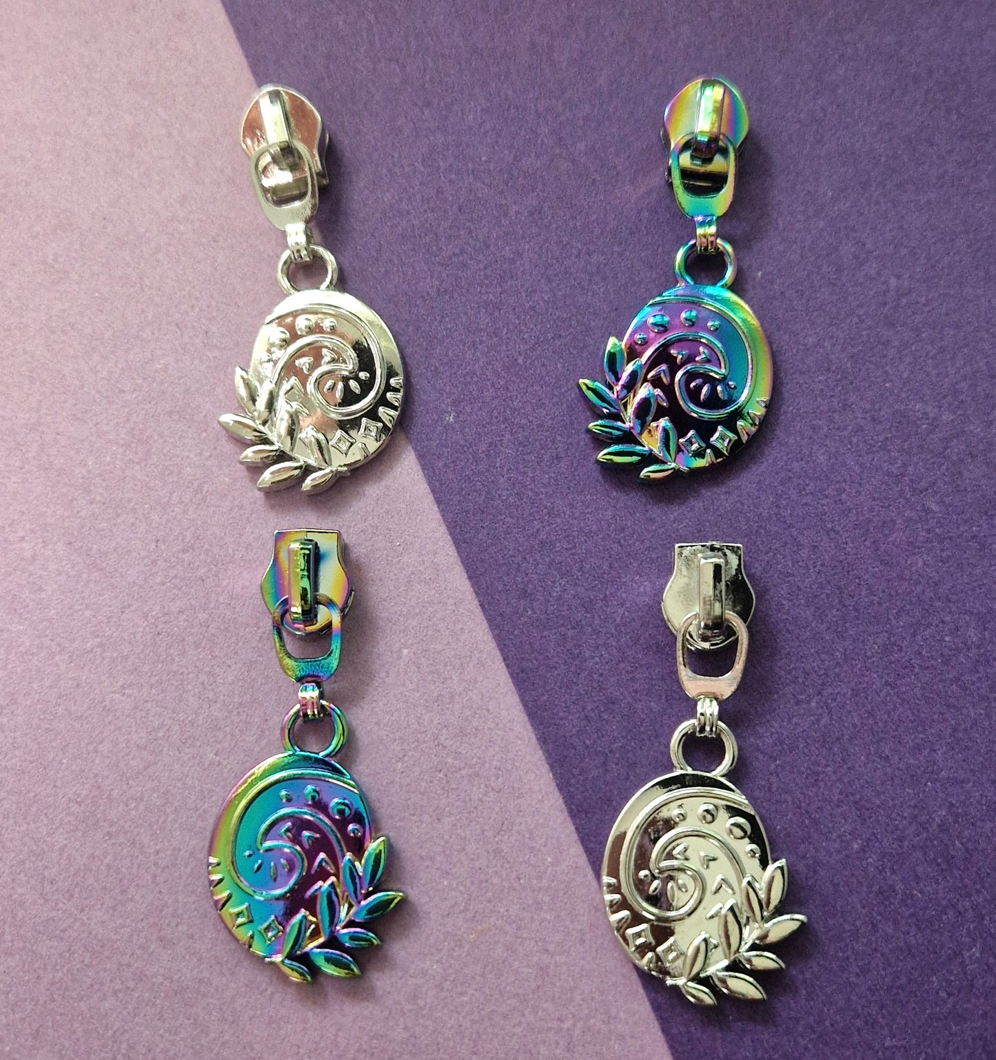 Heart shaped rainbow #5 zipper pull