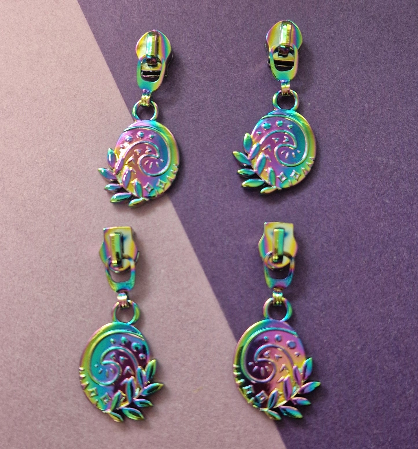 Heart shaped rainbow #5 zipper pull