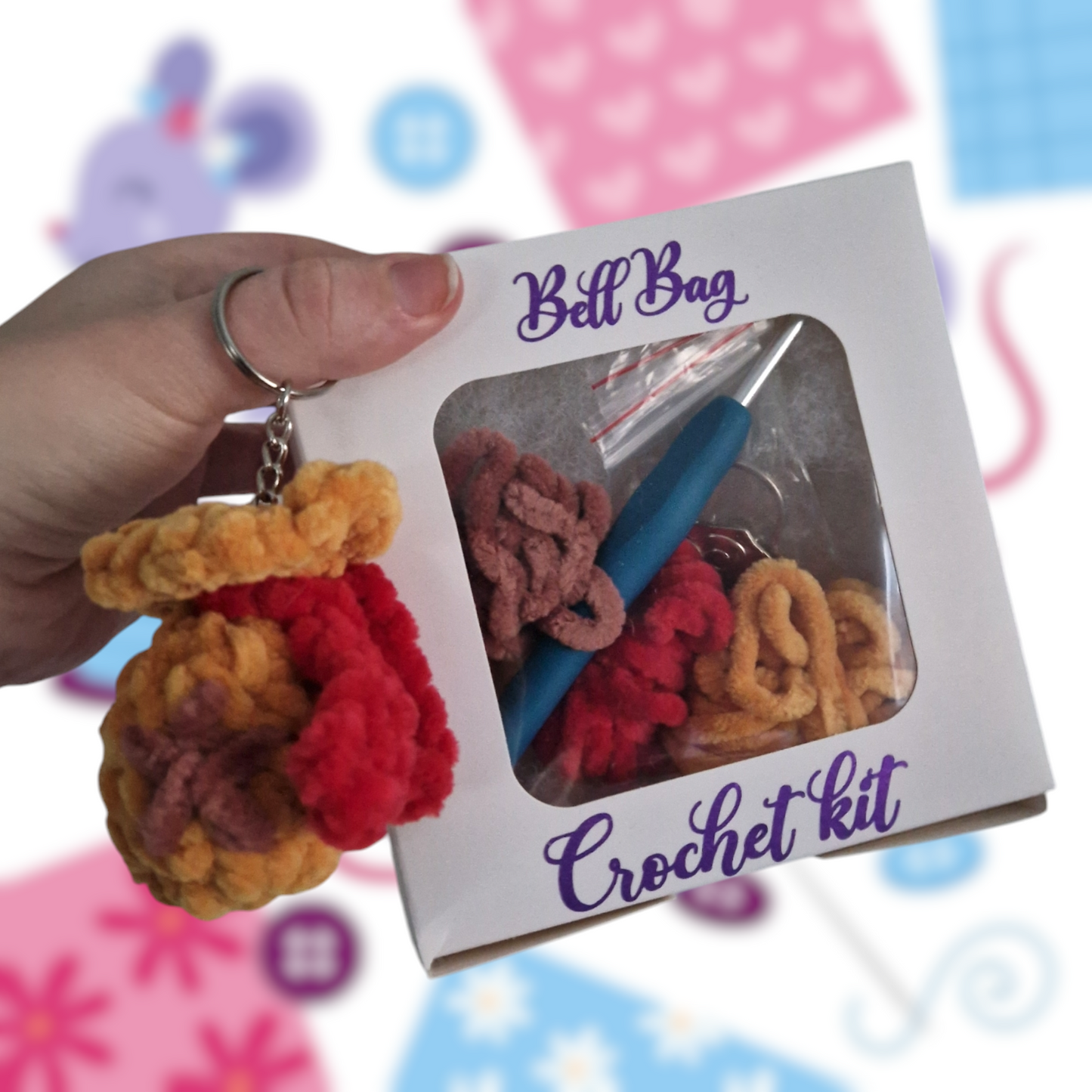 Bell Bag keyring crochet craft kit