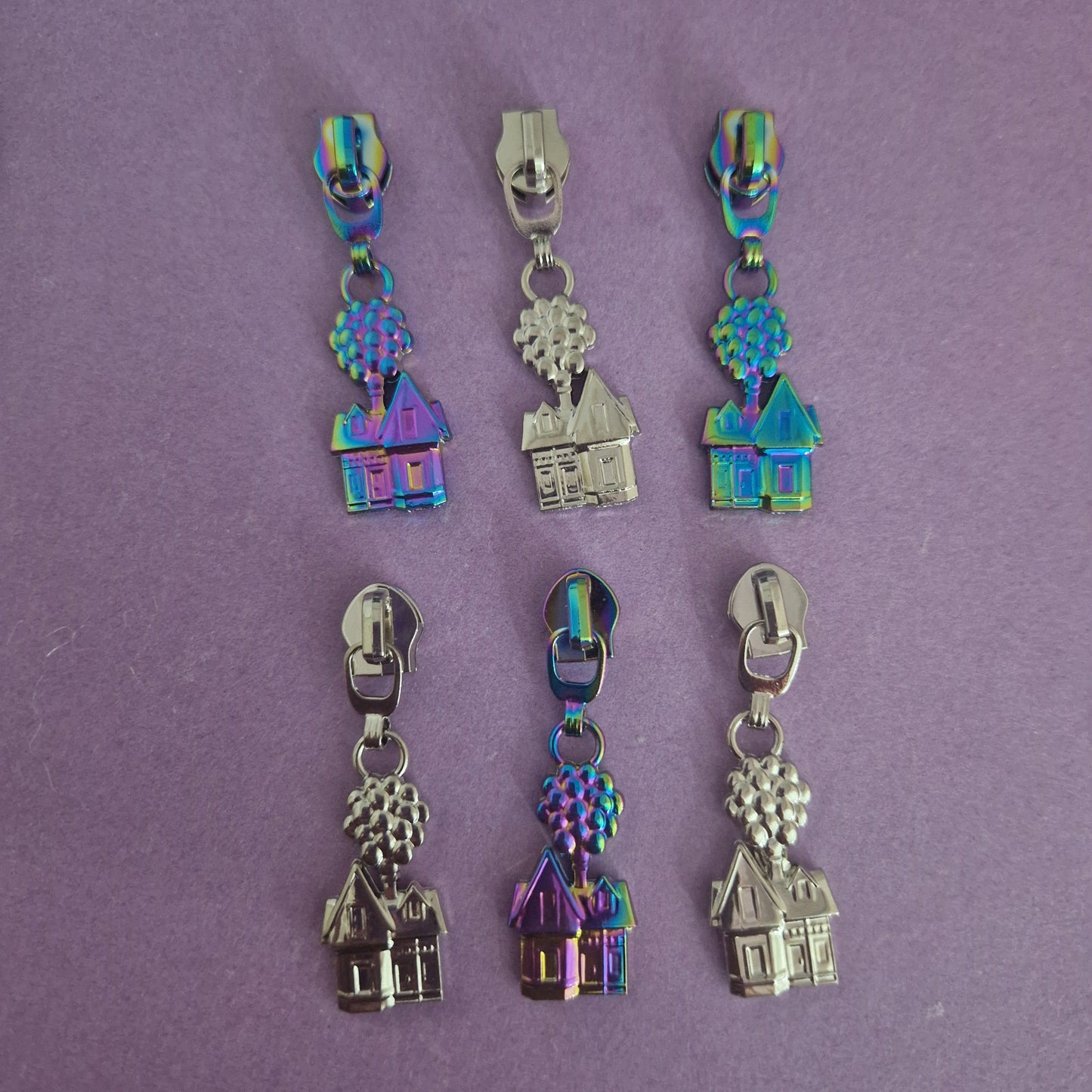 PREORDER Balloon House shaped silver or rainbow #5 zipper pull
