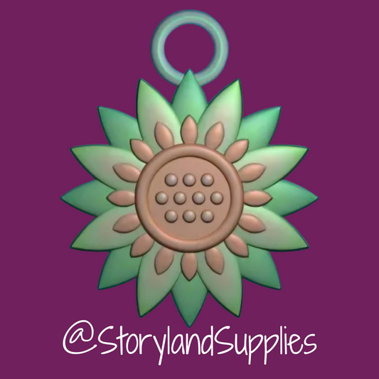 PREORDER Sunflower shaped silver or rainbow #5 zipper pull