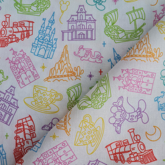 Rainbow Ride Skyline 100% cotton fabric - fat quarter or metre