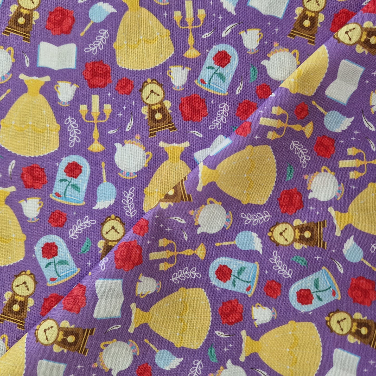 The Bookworm purple background 100% cotton fabric - fat quarter or metre