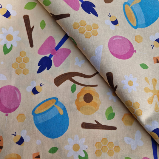 Yellow Honeypot 100% cotton fabric - fat quarter or metre