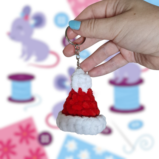 Santa Hat Keyring Digital Crochet Pattern