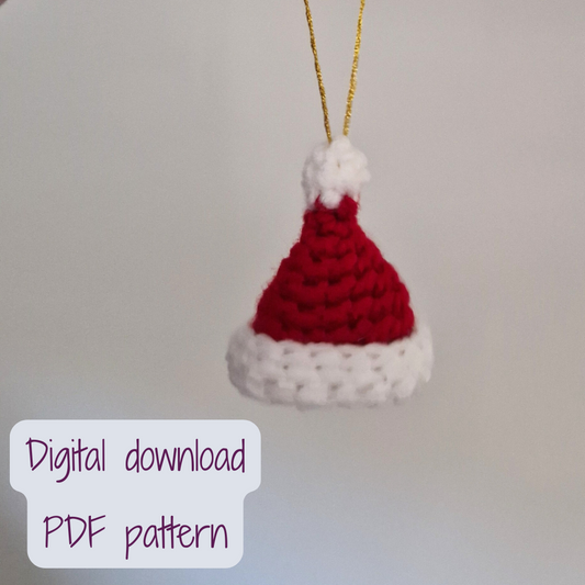 Santa Hat Keyring or decoration Digital Crochet Pattern