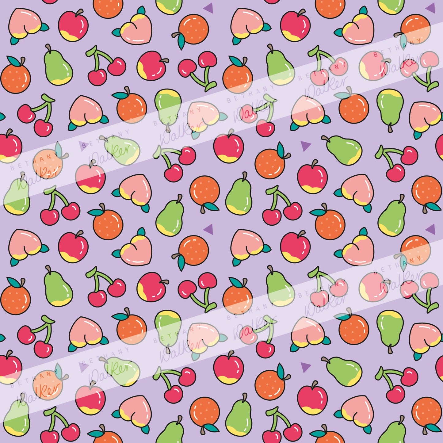 Island Fruit purple background 100% cotton fabric - fat quarter or metre