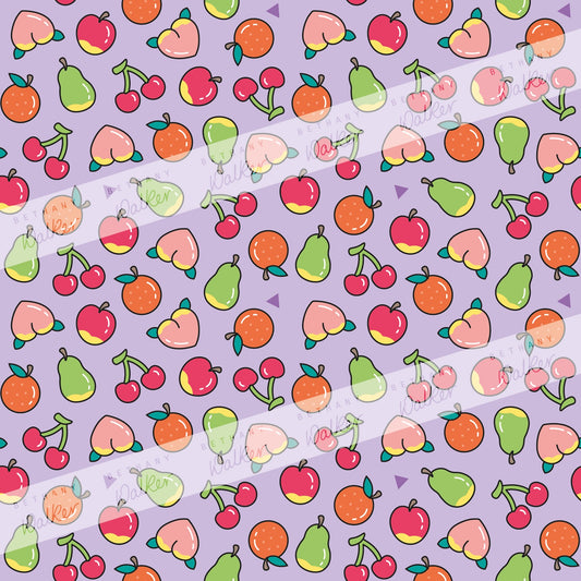 Island Fruit purple background 100% cotton fabric - fat quarter or metre