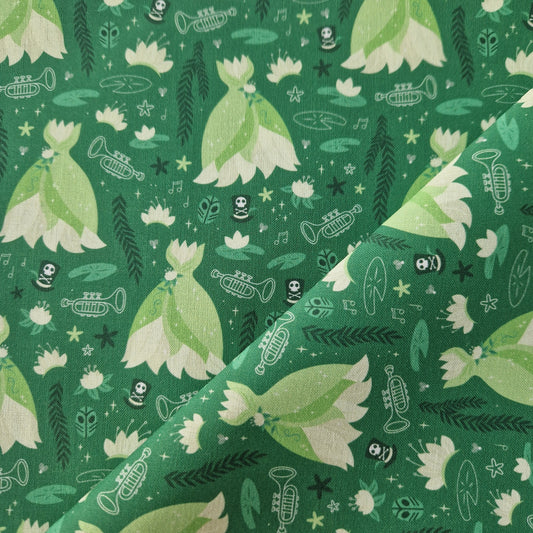 Down the Bayou green background 100% cotton fabric - fat quarter or metre