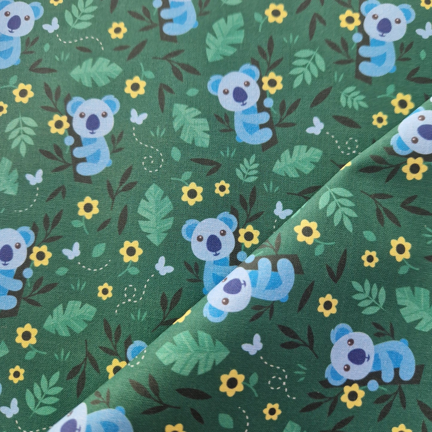 Floral Koala 100% cotton fabric - fat quarter or metre