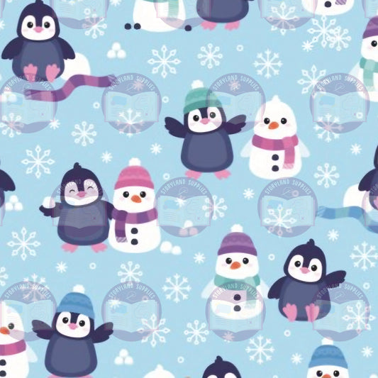 Winter Penguin 100% cotton fabric - fat quarter or metre