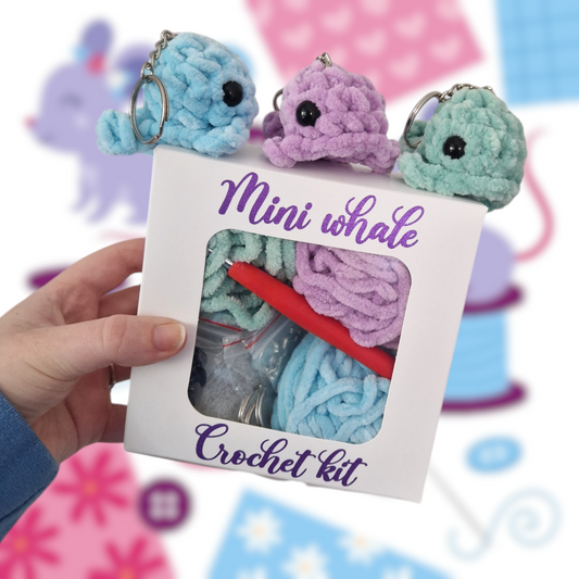Mini whale keyring crochet craft kit