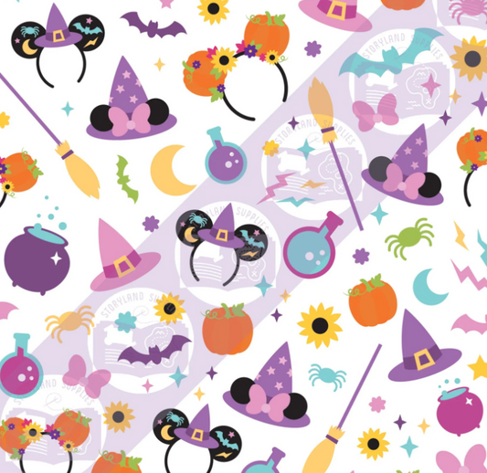 Spooky icon white background 100% cotton fabric - fat quarter or metre